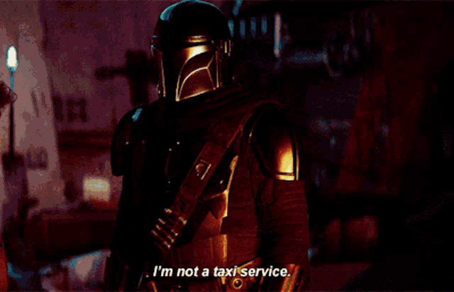a man in a helmet says i 'm not a taxi service