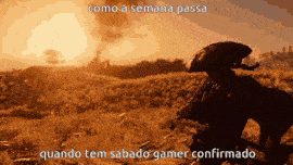 a video game scene with the words como a semana passa quando tem sabado gamer confirmado on the bottom