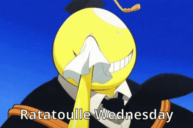 a cartoon character with the words ratatouille wednesday written below him