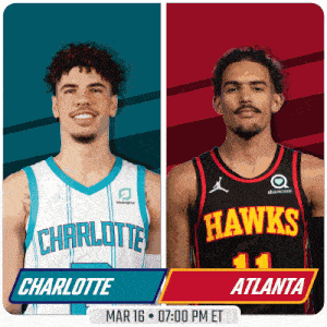 the charlotte hornets and atlanta hawks are playing each other on march 16th