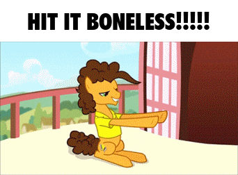 a picture of a cartoon pony with the words hit it boneless