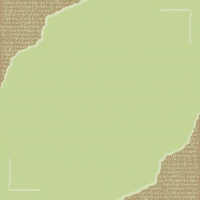 a green background with a brown border and a white outline