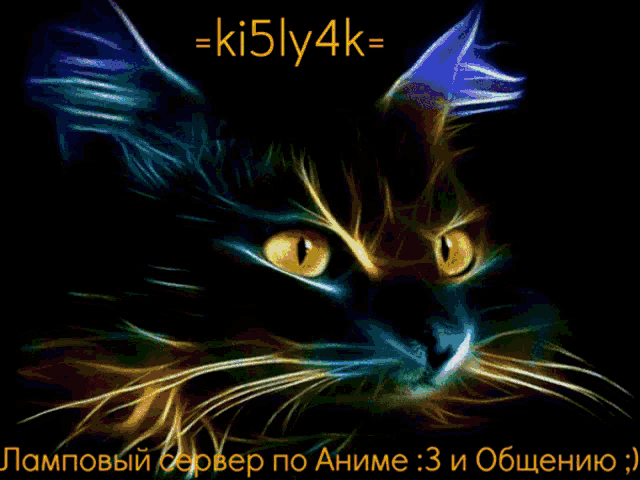 a picture of a cat with purple eyes and the words = ki5ly4k = above it