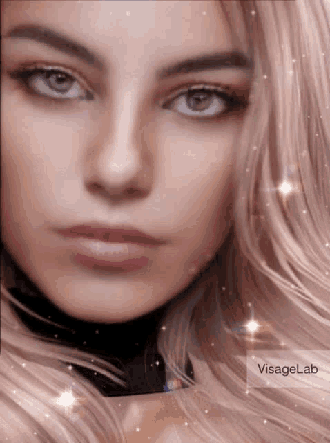 a close up of a woman 's face with the words visagelab visible