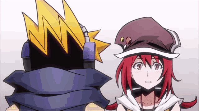 a cartoon drawing of a girl with red hair and a man with yellow hair