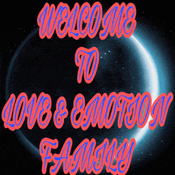 a sign that says welcome to love and emotion family with a blue moon in the background