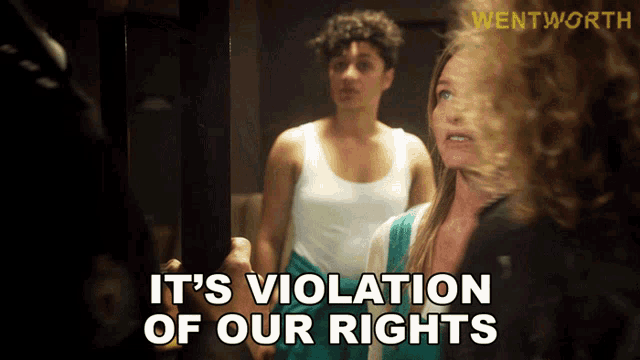 a woman says it 's violation of our rights in front of a man