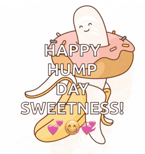 a happy hump day sweetness greeting card with a banana and a donut