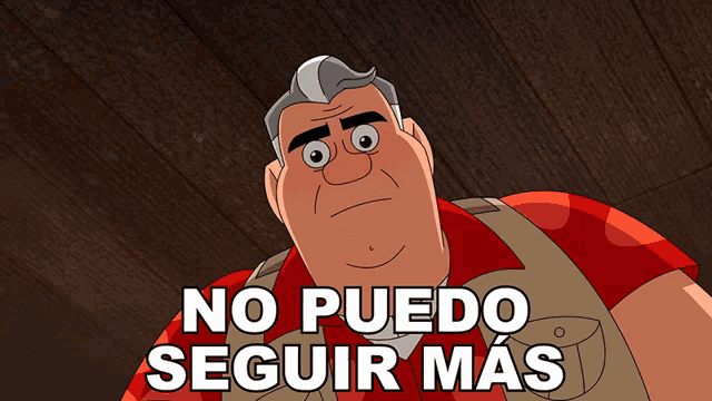 a cartoon character with the words no puedo seguir mas written above him