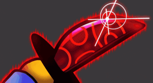 a cartoon character is holding a bloody knife in his right hand .