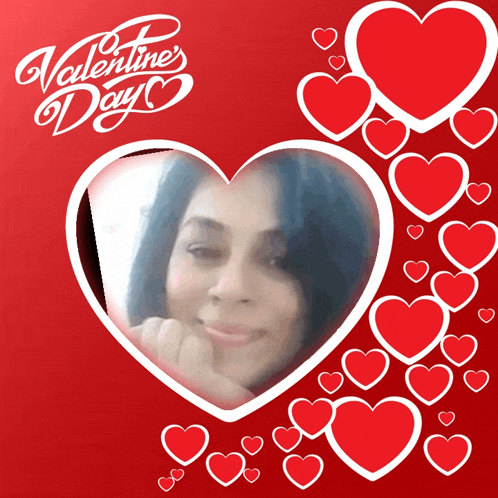 a valentine 's day card with a picture of a woman in a heart frame