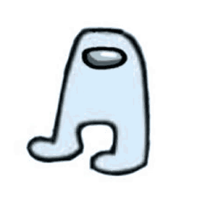 a cartoon drawing of a white among us character with long legs and a nose .