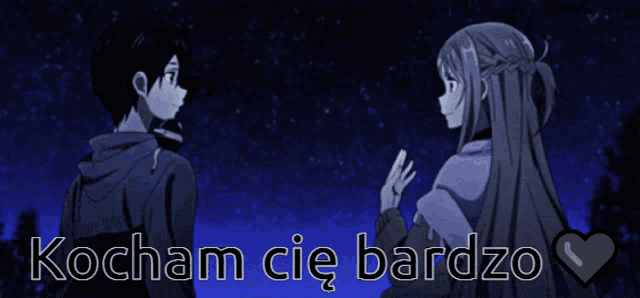 a picture of a boy and a girl with the words kocham cie bardo on the bottom