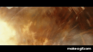 a close up of a fire explosion on make a gif