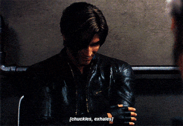 a video game character says chuckles exhales
