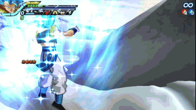 a screenshot of a video game with a character with a score of 3000
