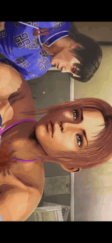 a man and a woman are standing next to each other and the man is wearing a shirt that says gg