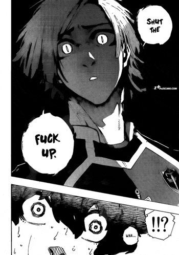 a black and white drawing of a man with the words " shut the fuck up "