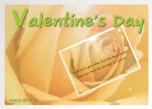 a valentine 's day card with a yellow rose and a message