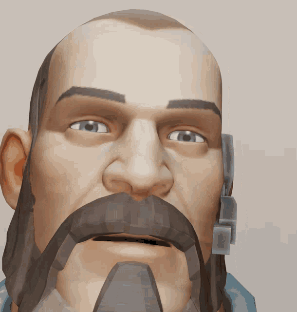 a close up of a man 's face with a mustache