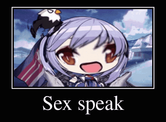 a poster of a girl with a bird on her head and the words sex speak