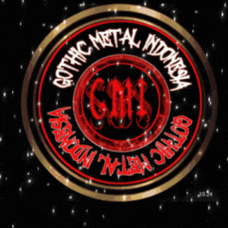 a logo for gotik metal indonesia with a trident in the center