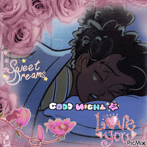 a cartoon of a man sleeping with the words sweet dreams written on the bottom