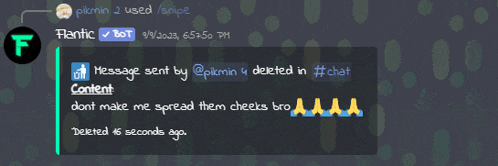 a screenshot of a discord chat with a message sent by pilmin 4 deleted in #chat