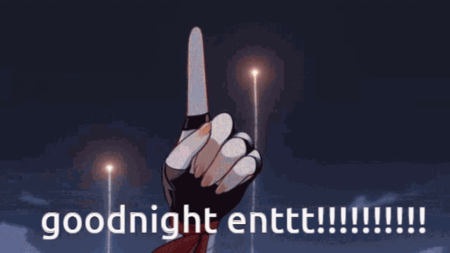 a girl is standing in front of a sunset and says goodnight entt