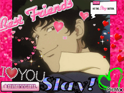 a picture of a man with hearts and the words best friends on it