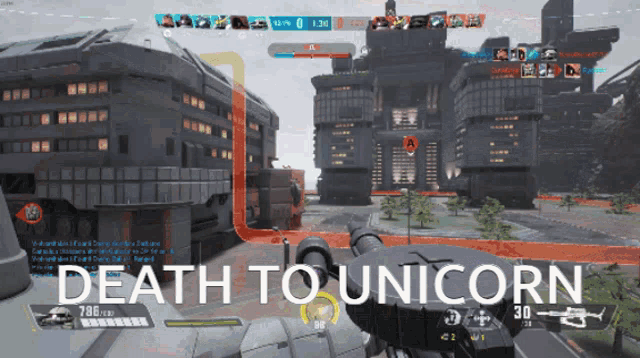 a video game screen says death to unicorn