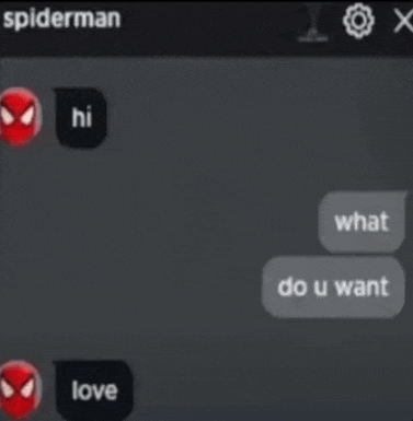 a screenshot of a text message between a spider man and a woman