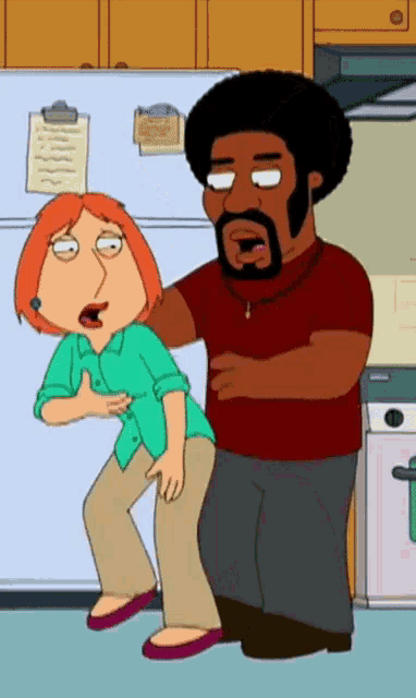 a cartoon of a man and woman standing next to each other
