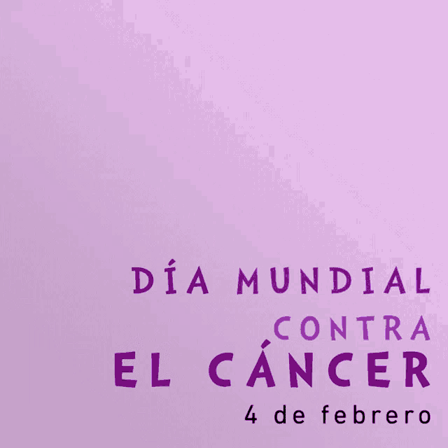 a purple ribbon on a purple background that says dia mundial contra el cancer 4 de febrero