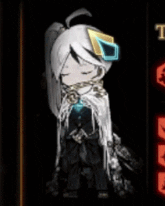 a cartoon character with white hair and a ponytail