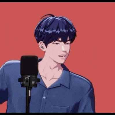 a cartoon character is talking into a microphone