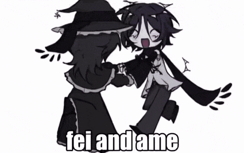 a cartoon drawing of a girl with a heart and the words fei and ame