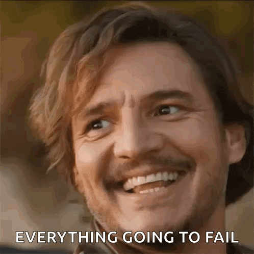 a man with a beard and mustache is smiling and says `` everything going to fail '' .