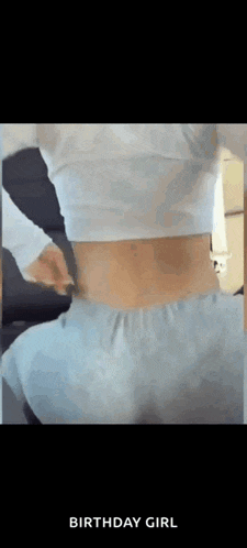 a picture of a woman 's stomach with the words birthday girl written on the bottom