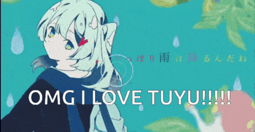 a picture of a girl with the words " omg i love tuyu "