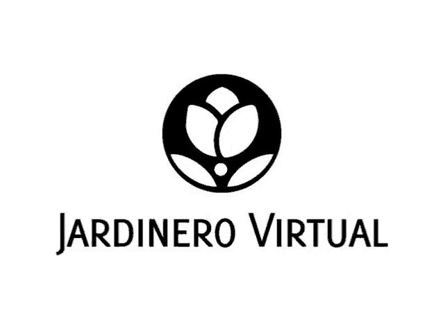 a black and white logo that says jardinero virtual