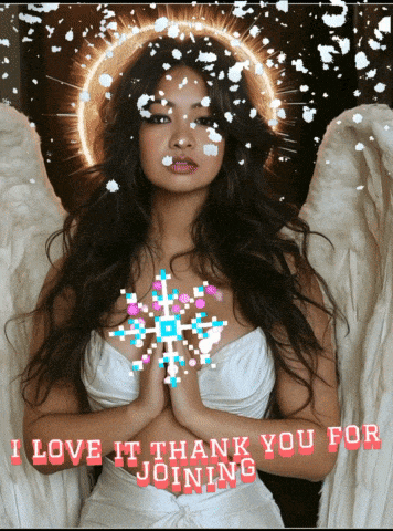 a picture of a woman with angel wings and the words " i love it thank you for joining "