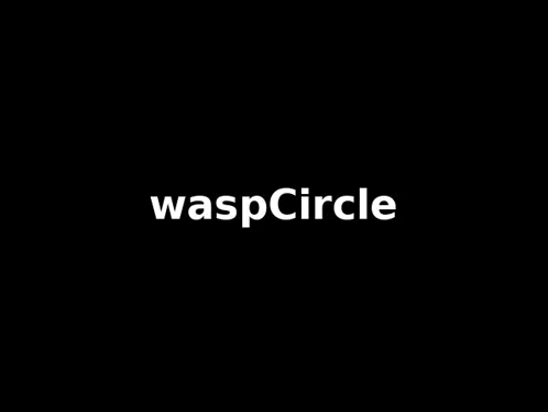 a black background with the word waspcircle in white letters .