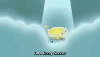 spongebob says i 'm a goofy goober while flying through the air