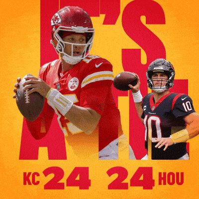 an advertisement for the chiefs and texans football players