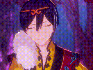 a close up of a cartoon character with his eyes closed and a furry collar .