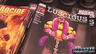 a comic book called luscious sits on a table next to another comic book