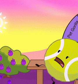 a cartoon drawing of a tennis ball with a face and the word pet on it