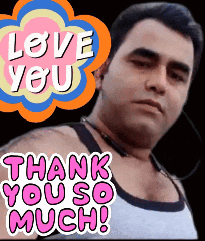 a sticker that says love you and thank you so much on it