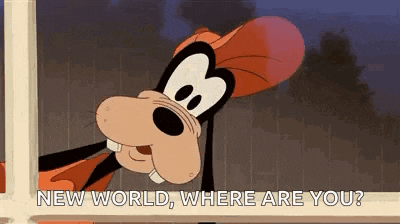 goofy from mickey mouse is looking out a window and asking where are you .